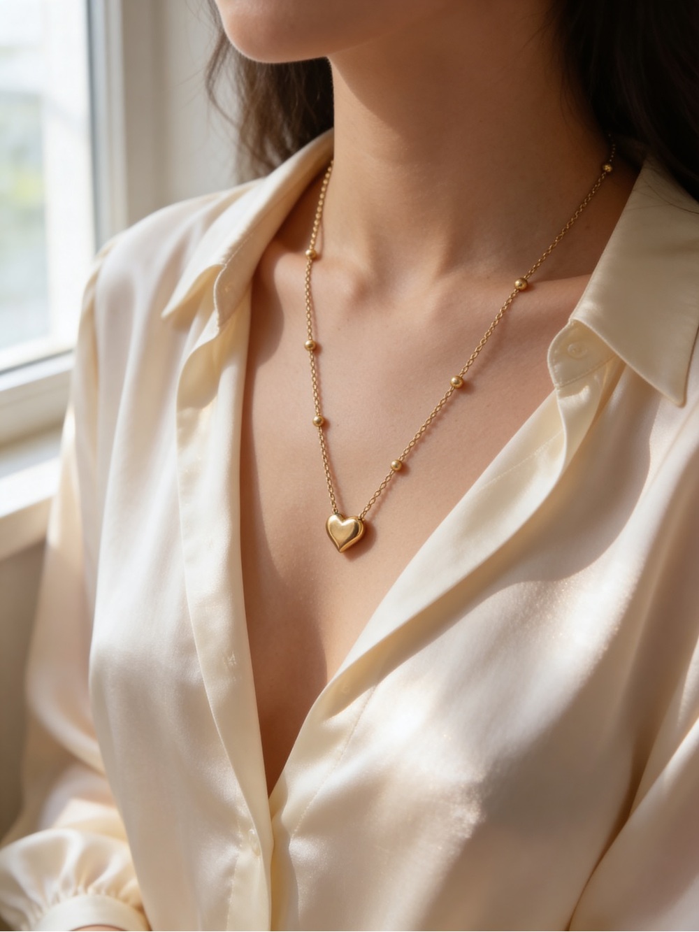 Gold Heart Pendant Necklace - Elegant Women's Jewelry